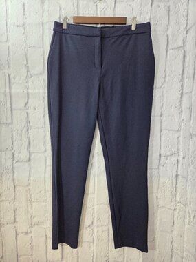 Massimo Fabbro Women's Size 12 Navy Blue Slim Leg Classic Ponte Knit Dress Pants